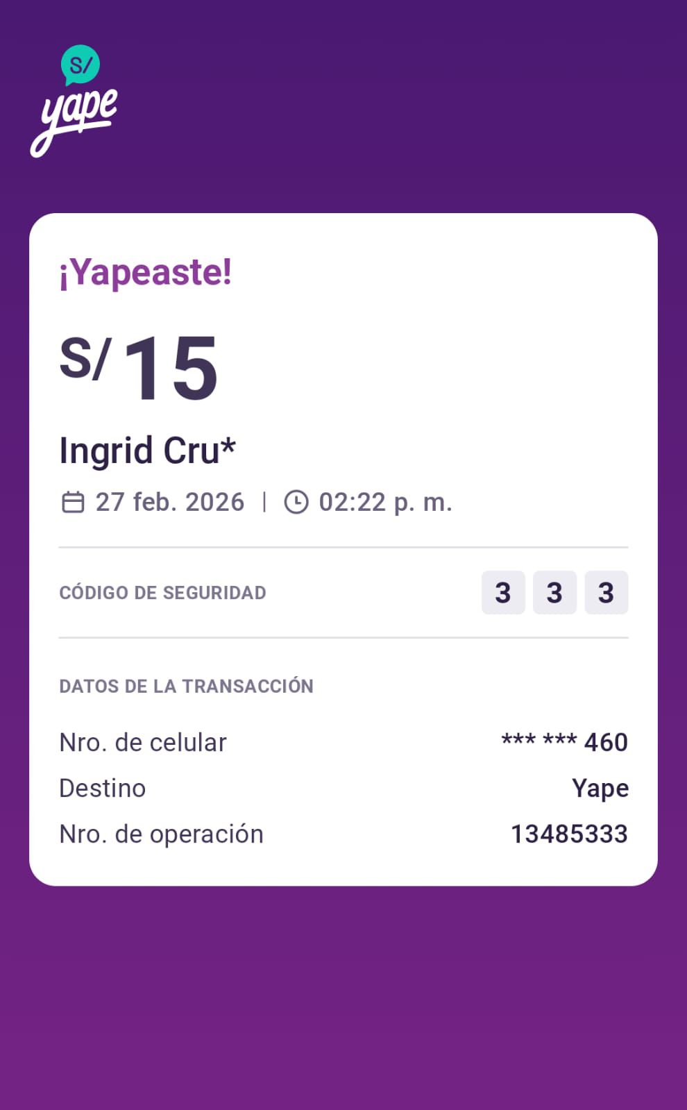 Evidencia de la denuncia contra Brigitte Ingrid Cruz Valverde